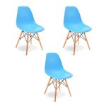 Kit 3 Cadeiras Charles Eames Eiffel Azul Claro
