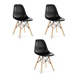 Kit 3 Cadeiras Charles Eames Eiffel Pretas