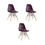 Kit 3 Cadeiras Charles Eames Eiffel Vinho