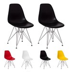 Kit 2 Cadeiras Eiffel Eames Design Base Cromada Várias Cores - (preta)