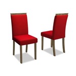 Kit 2 Cadeiras para Sala de Jantar Paloma Álamo/veludo Vermelho - New Ceval