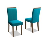 Kit 2 Cadeiras para Sala de Jantar Paloma Castanho/veludo Azul Turqueza - New Ceval