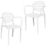 Kit 2 Cadeiras Stripe com BRAÇO Branco