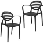 Kit 2 Cadeiras Stripe com BRAÇO Preto