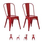 Kit 2 Cadeiras Tolix Iron Design Aço Pintura Epoxi Várias Cores - (vermelha)