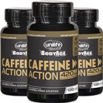 Kit 3 Cafeína 420mg Caffeine Action Unilife 120 Cápsulas