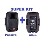 Kit Caixa Ativa 10" USB, Bt, Sdcard + Passiva 10" 120 Wrms Llaudio - Donner