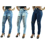 fotos de calça jeans cintura alta rasgadinha