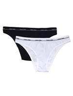 Kit 2 Calcinha Tanga Calvin Klein Underwear Elástico Logo Preto e Branco - P