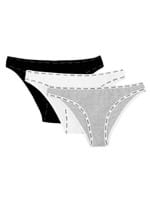 Kit 3 Calcinhas Tanga Calvin Klein Underwear Branco + Preto + Mescla - P