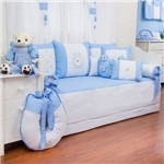 Kit Cama Babá Teddy Lovely Azul Bebê 8 Peças
