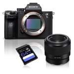 Kit Câmera Sony A7III Mirrorless + Lente Sony FE 50mm F/1.8 Full Frame + Cartão SDXC 64Gb de 95Mb/s
