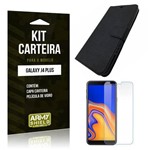 Kit Capa Carteira Galaxy J4 Plus Capa Carteira + Película - Armyshield