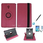 Kit Capa Case Galaxy Tab a 10.5´ T590/595 Giratória 360 / Can Touch + Pel Vidro (Rosa)