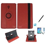 Kit Capa Case Galaxy Tab a 10.5´ T590/595 Giratória 360 / Can Touch + Pel Vidro (Vermelho)