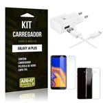 Kit Carregador Galaxy J4 Plus Carregador + Película + Capa - Armyshield