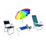 Kit Carrinho Praia Desmontavel + 1 Rainbow + 2 Cadeiras de Praia Mor