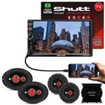 Kit Central Multimídia Shutt Chicago Tv 7 Pol Bluetooth Tv Digital USB + Kit Fácil Bomber + Módulo
