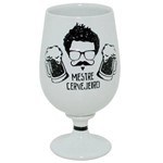 Kit Cervejeiro Mondoceram 4 Taças Cerâmica Mestre Cervejeiro, Branco