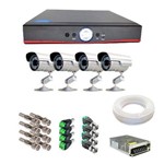 Kit CFTV 4 Câmeras Infravermelho 20 Mts de 1200 Linhas + Dvr AHD Full HD HD + Acessórios