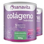 Kit 2 Colágeno Hidrolisado em Pó Sanavita 300g Limão + Clorofila