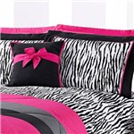 Kit Colcha Queen Size Charlote Estampa Zebra 5 Peças Pink