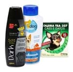 Kit Coleira Contra Pulgas/Carrapatos Cães P. König+Shampoo Dark Dog Clean+Condicionador Dog Clean