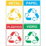 Kit com 4 Adesivos Plásticos para Coleta Seletiva Uso em Lixeiras