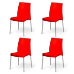 Kit com 4 Cadeiras Jasmim Vermelha Planmar