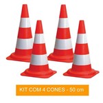 Kit com 4 Cones de Sinalização para Circuito - 50 Cm - Pentagol