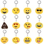 Kit com 48 Chaveiros Emoji Emoticon Pelucia Carinha Whatsapp