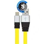Kit com 5 Cabos USB Silicone Carregador e Dados IPhone 5 Até 10 Amarelo