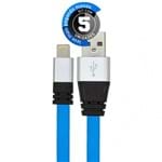 Kit com 5 Cabos USB Silicone Carregador e Dados IPhone 5 Até 10 Azul