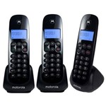 Telefone Fixo Sem Fio Motorola M700-3 3 Aparelhos com Identificador de Chamadas - Preto