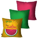 Kit com 3 Capas para Almofadas Decorativas Amarelo Watermelon