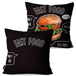 Kit com 2 Capas para Almofadas Decorativas Preto Fast Food