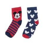 Kit com Dois Pares Meia Disney 26 a 29 Mickey Mouse Azul Marinho e Vermelho -