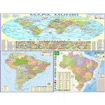 Kit com 3 Mapas Políticos: Mundi, América do Sul e Brasil