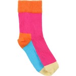 Kit com 2 Meias Happy Socks Coloridas Rosa / Laranja / Azul 7 a 9 Anos