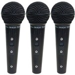Kit com 3 Microfone Leson Sm58 P4 Vocal Profissional - Blk