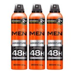 Kit com 3 Soffie Men Adventure Desodorantes 48h Aero 300mL
