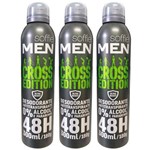 Kit com 3 Soffie Men Cross Edition Desodorant 48h Aero 300mL