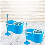 Kit com 2 Spin Mop Azul 360 Centrifuga Inox com Esfregão