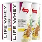 Kit com 3 Whey Protein Isolado 450g Life Whey da Vitafor Abacaxi