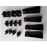 Kit Conectivos Preto para Balcão 03 Módulos - Vidro ou Aramado 4mm