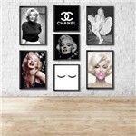 Kit Conjunto 7 Quadros Decorativos Chanel 4 20x30 3 20x20 Sem Vidro