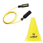 Kit Corda de Pular em Aço Amarela Pretorian + Cone 18cm Amarelo Liveup Ls3876/18