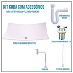 Kit Cuba Pia para Banheiro Croy Oval 40x30 Cm + Válvula 7/8 + Torneira Soft 1/4 + Sifão + Flexível