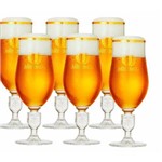 Kit de 6 Taças de Cristal Baden Baden 370 Ml Brasão Cerveja