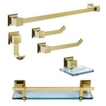 Kit de Acessórios para Banheiro 6 Peças em Aço Inox Dourado Ducon Metais Linha Gold GO5001 com Vidro Incolor